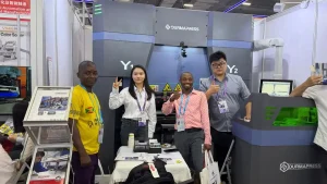 durmapress team with clients at 139th canton fair booth